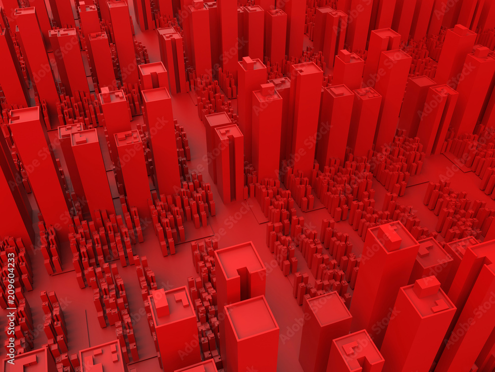 Fototapeta premium 3D concept - large red cityscape