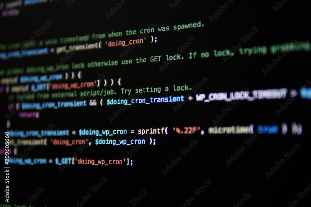 Simple website HTML code with colorful tags in browser view on dark ...