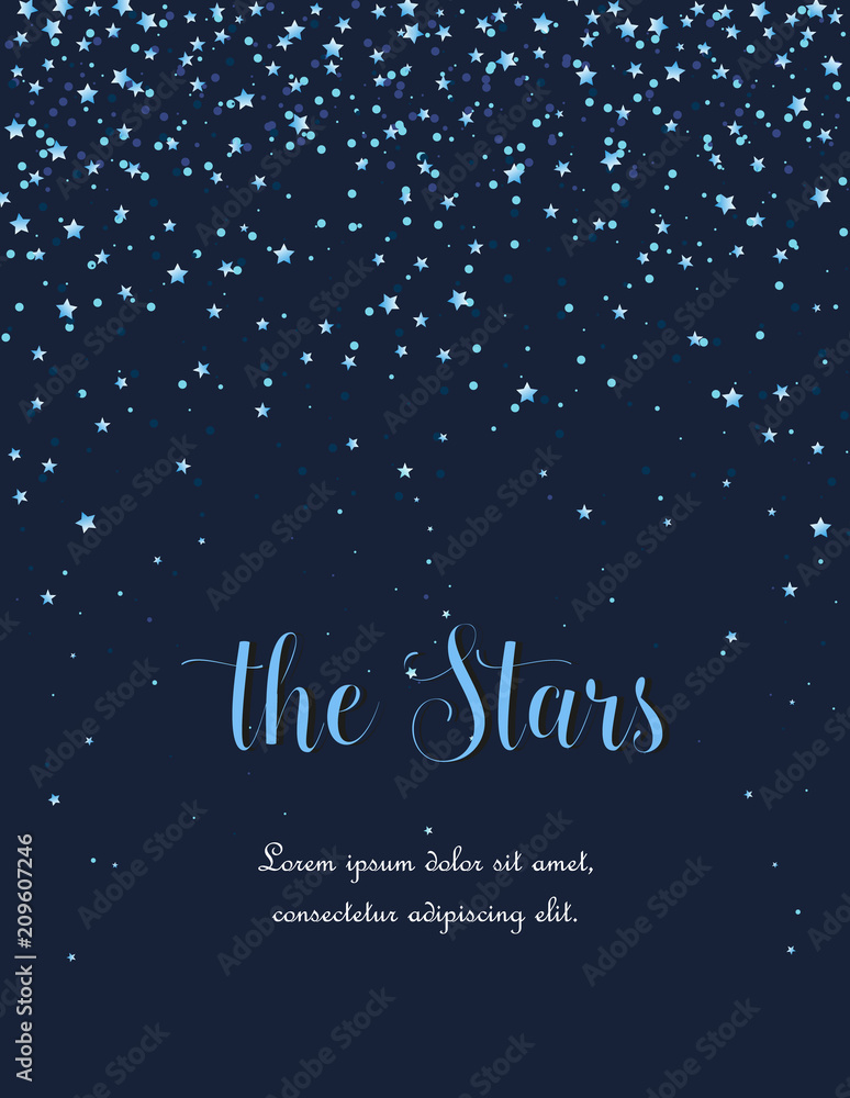 Vector illustration of stars on a dark background. Night sky. Cheerful party and celebration Vector illustration of stars on a dark background. Night sky. Cheerful party and celebration