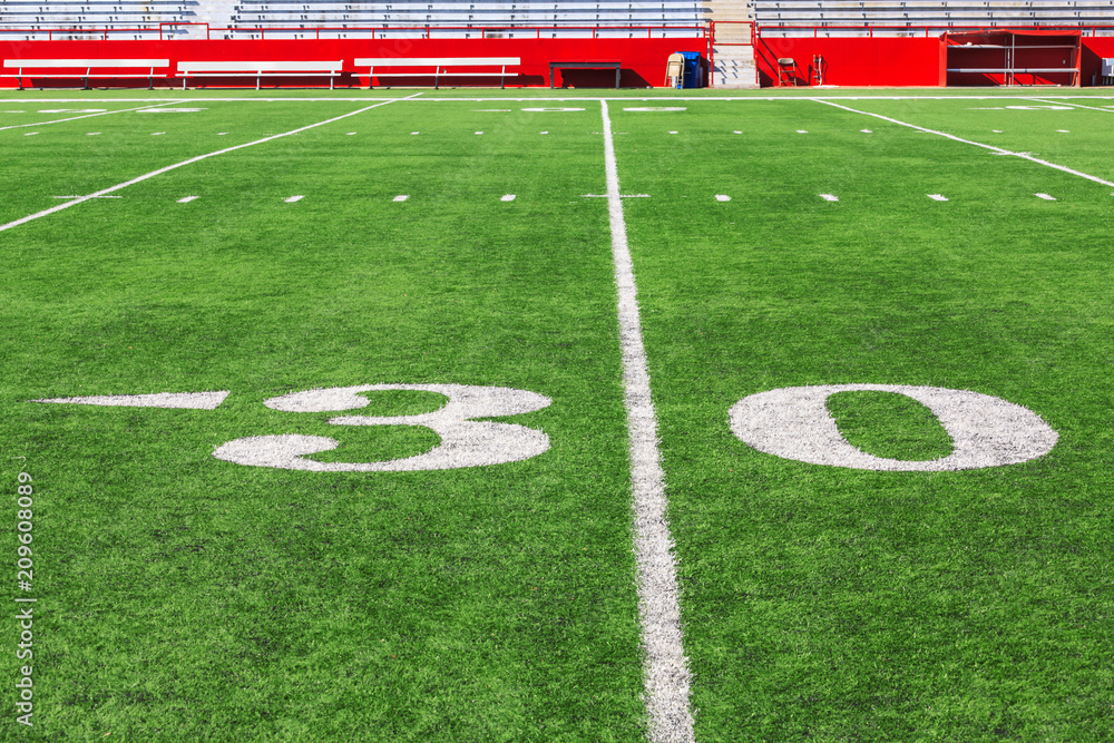 Fototapeta premium 30 yard line on a football field