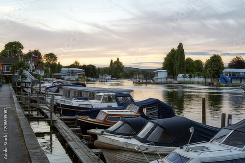 Twilight on the river at Henley-On-Thames in Oxfordshire photo