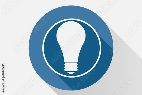 Icono azul de una bombilla.