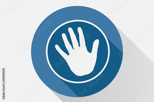 Icono azul de una mano.