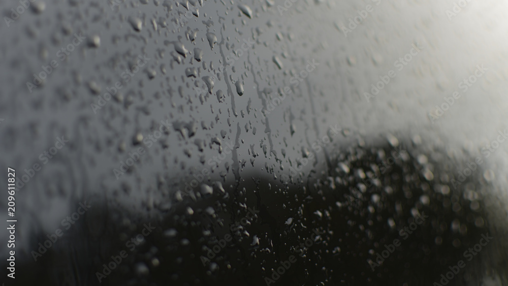 Regentropfen auf einer Fensterscheibe Nahaufnahme