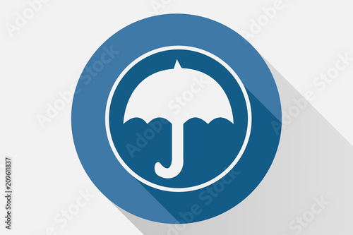 Icono azul de paraguas. 