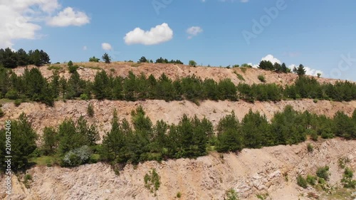 Aabandoned stone quarry drone fly photo