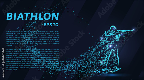 Biathlon of the particles. Silhouette of biathlon from small circles.