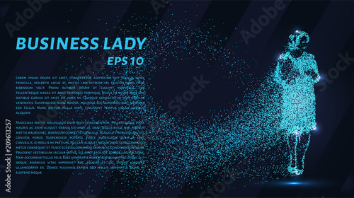 Business woman of the particles. Business woman consists of small circles. Business woman breaks down into molecules