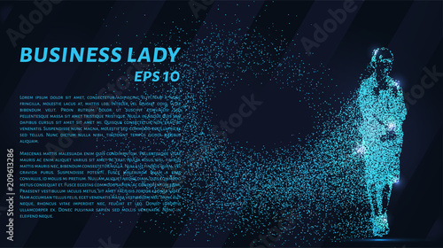 Business woman of the particles. Business woman consists of small circles. Business woman breaks down into molecules