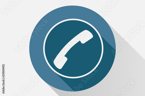 Icono azul de un teléfono.