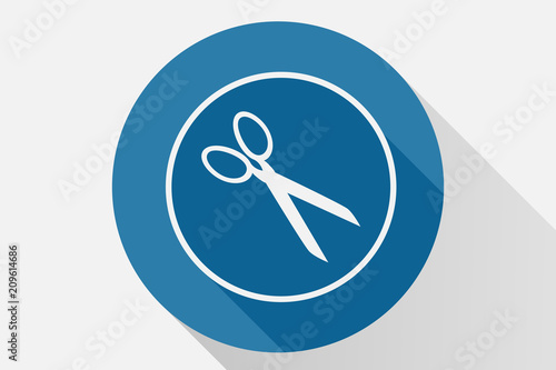 Icono azul de tijeras.