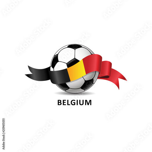 Football ball with belgium flag colorful trail. Vector illustration design for soccer football championship, tournaments, games. 
