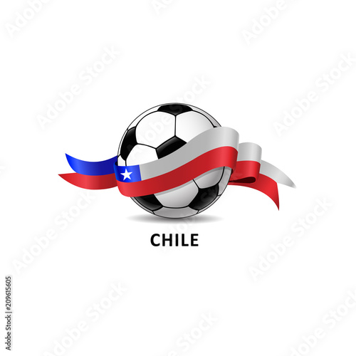 Football ball with chile flag colorful trail. Vector illustration design for soccer football championship, tournaments, games. Element for invitations, flyers, posters, cards, webdesign