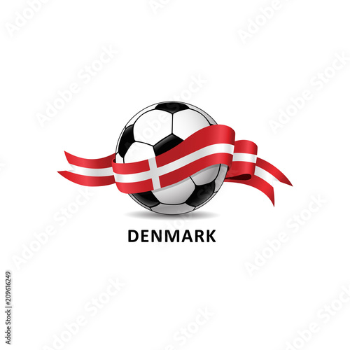 Football ball with denmark flag colorful trail. Vector illustration design for soccer football championship, tournaments, games. 