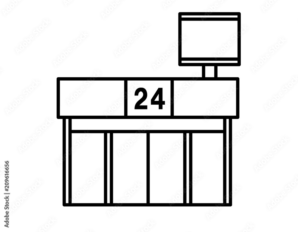 コンビニ24 線画 看板模様 Stock イラスト Adobe Stock