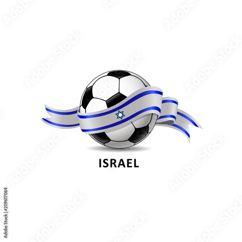 Football ball with israel flag colorful trail. Vector illustration design for soccer football championship, tournaments, games. Element for invitations, flyers, posters, cards, webdesign