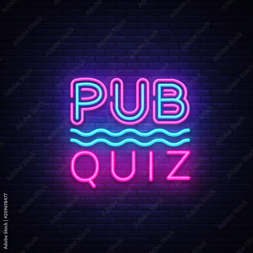 Pub Quiz night announcement poster vector design template. Quiz night
