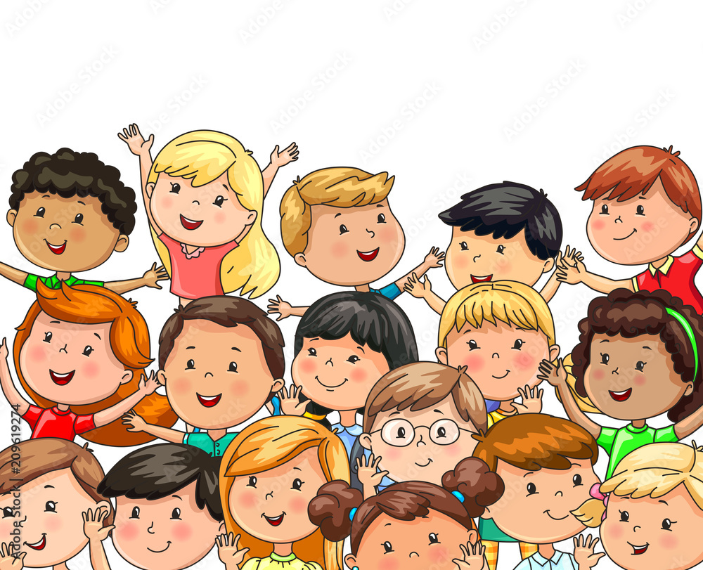 Large company joyful children different nationalities Large company joyful children different nationalities