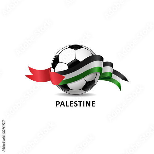 Football ball with palestine flag colorful trail. Vector illustration design for soccer football championship, tournaments, games. Element for invitations, flyers, posters, cards, webdesign