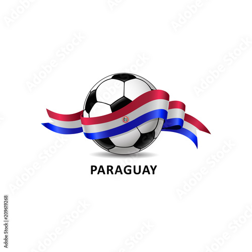 Football ball with paraguay flag colorful trail. Vector illustration design for soccer football championship, tournaments, games. Element for invitations, flyers, posters, cards, webdesign