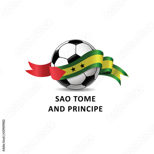 Football ball with sao tome and principe flag colorful trail. Vector illustration design for soccer football championship, tournaments, games.