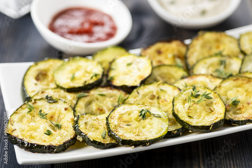 zucchini chips and sauces
