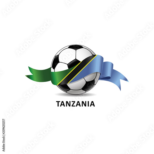 Football ball with tanzania flag colorful trail. Vector illustration design for soccer football championship, tournaments, games. Element for invitations, flyers, posters, cards, webdesign