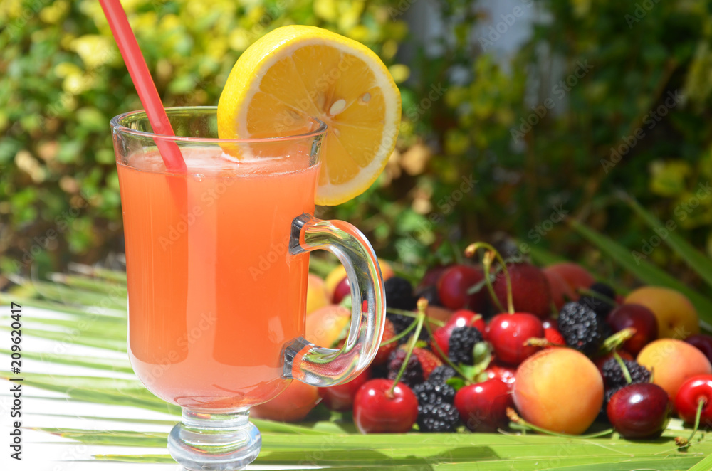 extremely close up glass of tasty tropical alcohol cocktail with berries or lemonade with beautiful decoration on a table in a restaurant with backgrounds of bright colored lights. soft focus. extremely close up glass of tasty tropical alcohol cocktail with berries or lemonade with beautiful decoration on a table in a restaurant with backgrounds of bright colored lights. soft focus.