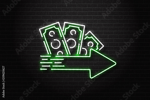 Vector realistic isolated neon sign of cash loans logo for decoration and covering on the wall background. Concept of fast money and financial crisis.