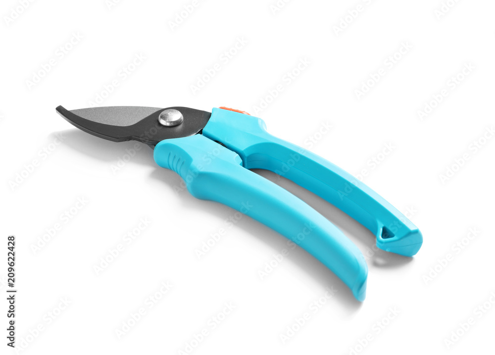 New pruner on white background. Professional gardening tool New pruner on white background. Professional gardening tool