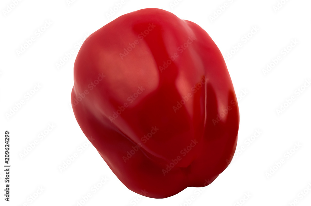 Fruit of sweet pepper of red color, isolated image on white background. Fruit of sweet pepper of red color, isolated image on white background.