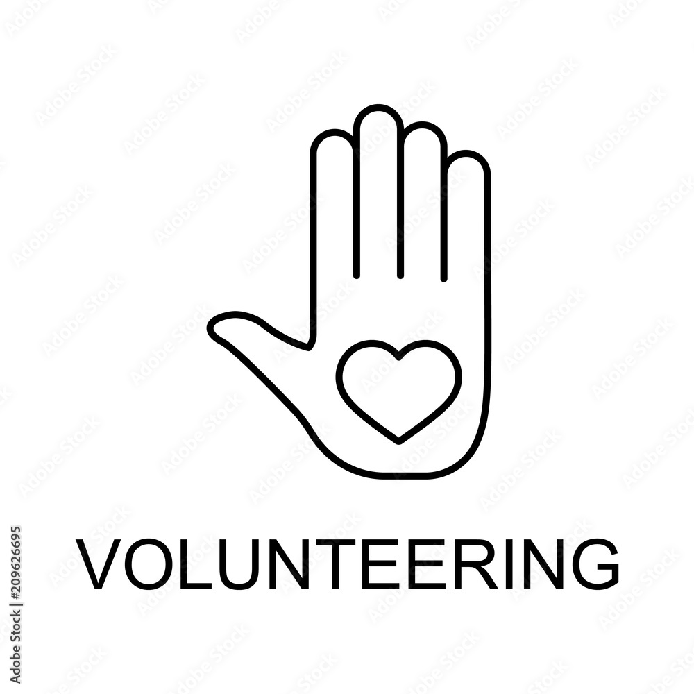 volunteering line icon. Element of human resources signs with name for mobile concept and web apps. Thin line volunteering line icon can be used for web and mobile volunteering line icon. Element of human resources signs with name for mobile concept and web apps. Thin line volunteering line icon can be used for web and mobile
