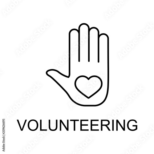 volunteering line icon. Element of human resources signs with name for mobile concept and web apps. Thin line volunteering line icon can be used for web and mobile