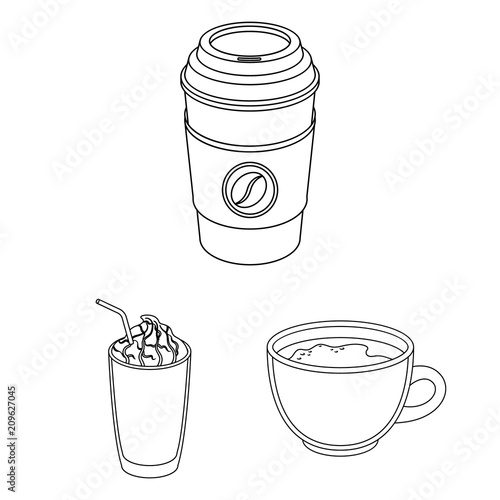 Different kinds of coffee outline icons in set collection for design. Coffee drink vector symbol stock web illustration.