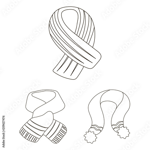 Scarf and Shawl outline icons in set collection for design.Clothes and Accessory vector symbol stock web illustration.
