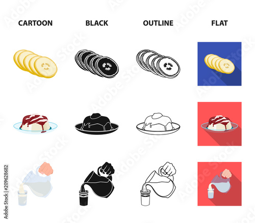 Fruits and other food. Food set collection icons in cartoon,black,outline,flat style vector symbol stock illustration web.