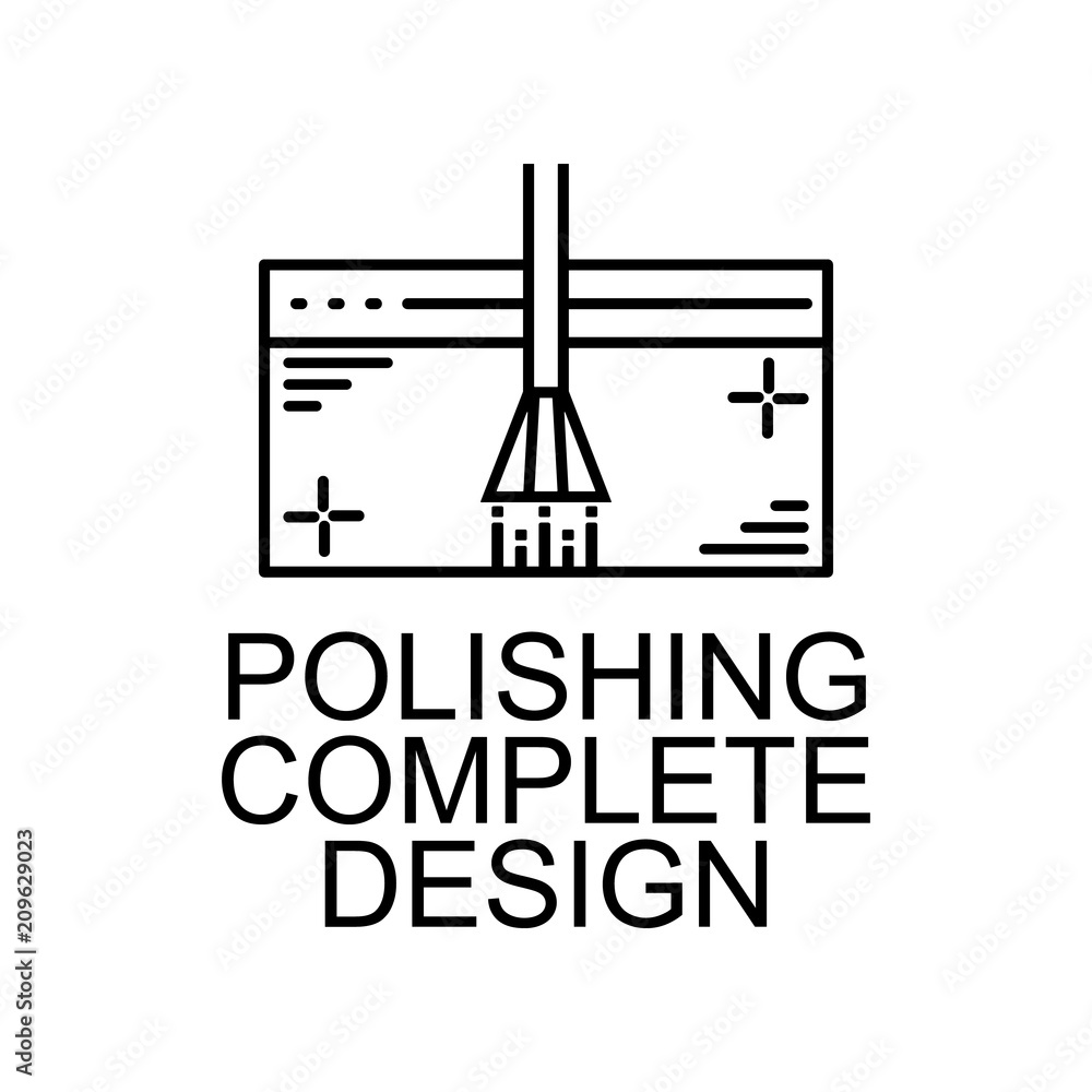 polishing complete design icon. Element of web development signs with name for mobile concept and web apps. Detailed polishing complete design icon can be used for web and mobile
