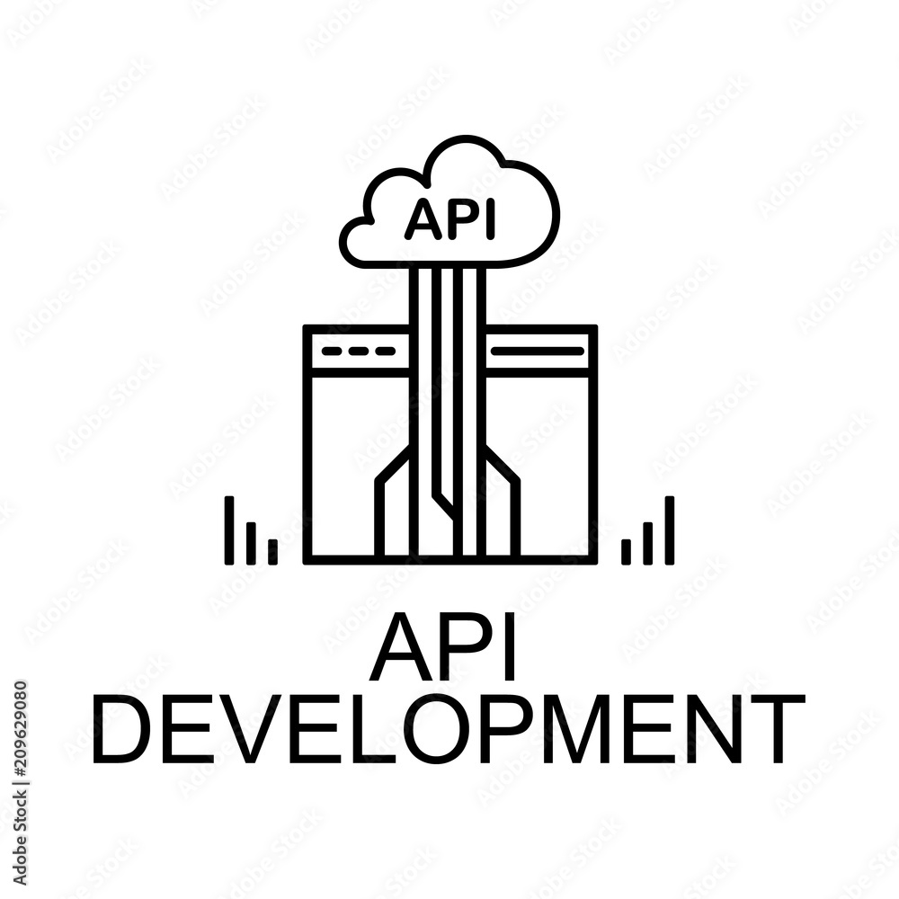 api development icon. Element of web development signs with name for mobile concept and web apps. Detailed api development icon can be used for web and mobile