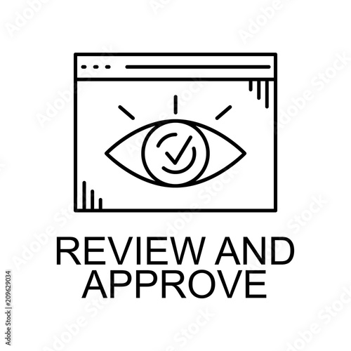 review and approve browser icon. Element of web development signs with name for mobile concept and web apps. Detailed review and approve browser icon can be used for web and mobile