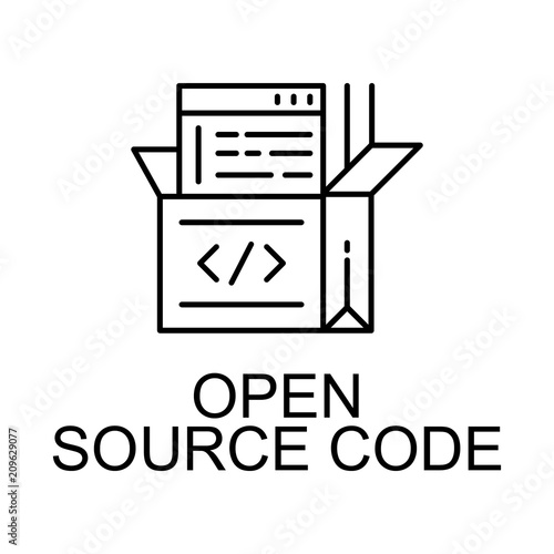 open source code icon. Element of web development signs with name for mobile concept and web apps. Detailed open source code icon can be used for web and mobile
