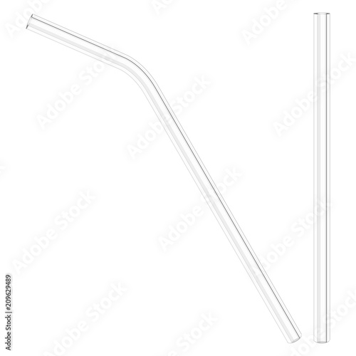 reusable drinking glass straw on white background, stock vector illustration