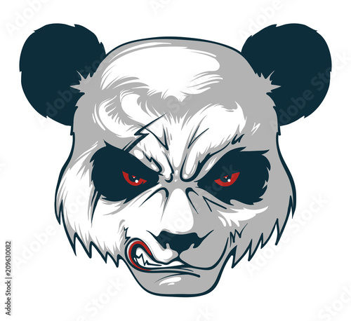 Angry panda. Vector illustration photo