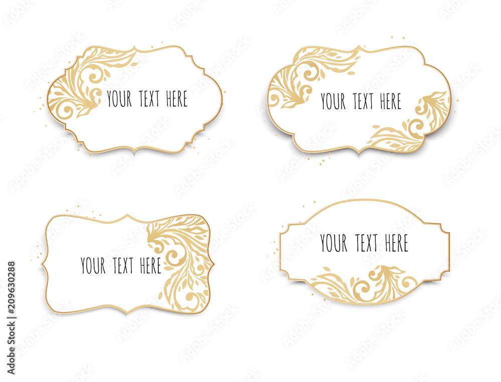 Set of White and Gold Design Templates for Brochures, Flyers, Logo, Banners. Abstract Modern Backgrounds.
