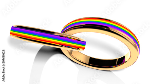 Same-sex marriage gay pride LGBT gay marriage wedding ring 3D render