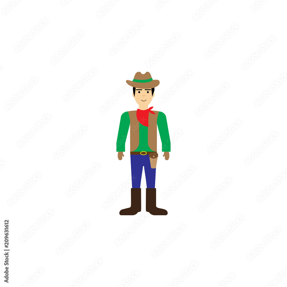 cowboy cartoon illustration. Element of profession cartoon icon for mobile concept and web apps. Colored cowboy flat illustration can be used for web and mobile. Premium icon