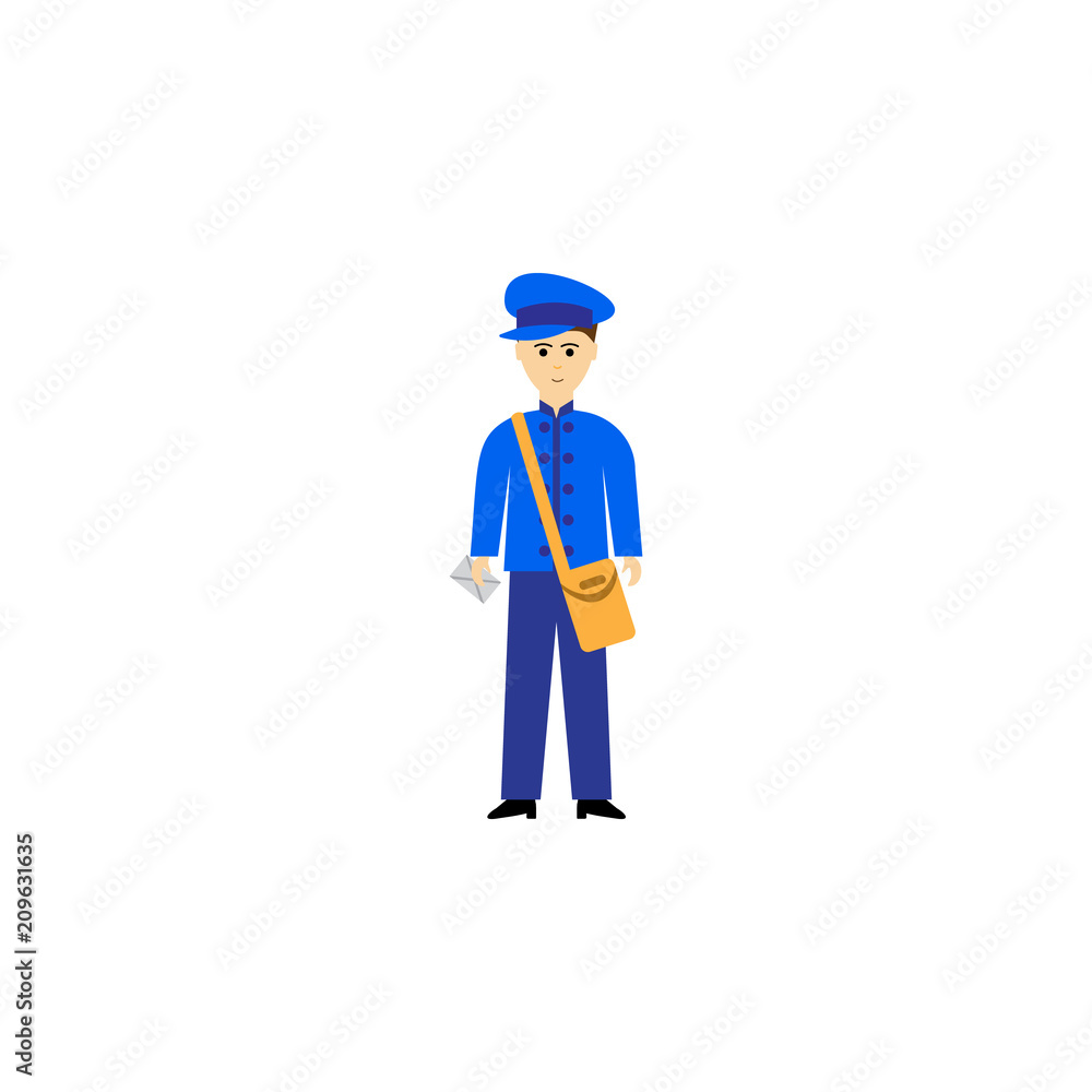 postman cartoon illustration. Element of profession cartoon icon for mobile concept and web apps. Colored postman flat illustration can be used for web and mobile. Premium icon