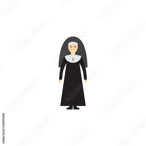 nun cartoon illustration. Element of profession cartoon icon for mobile concept and web apps. Colored nun flat illustration can be used for web and mobile. Premium icon
