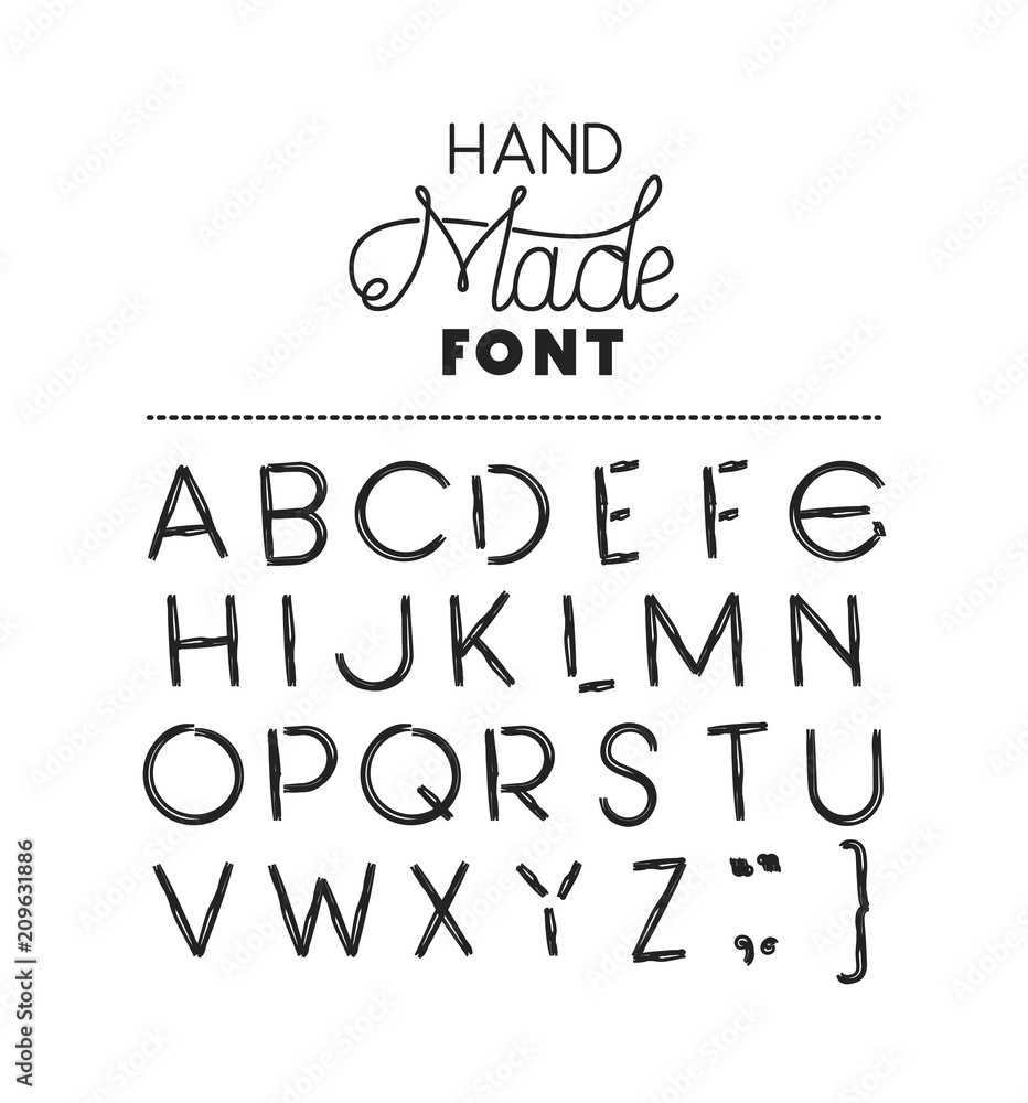 hand made font alphabet vector illustration design hand made font alphabet vector illustration design