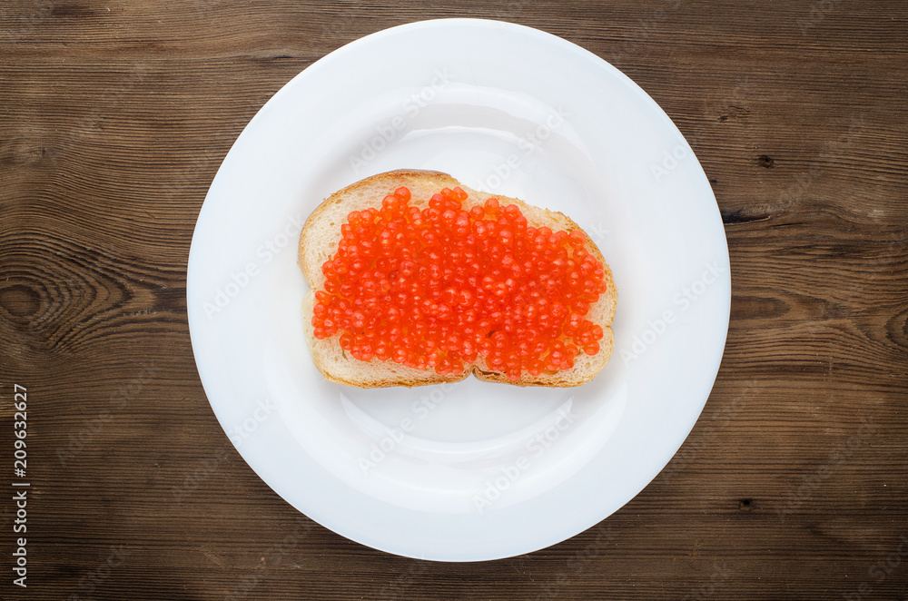 sandwich with red caviar