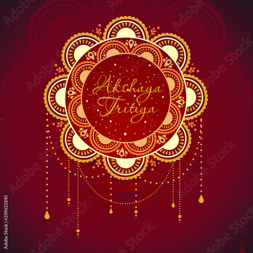 Indian Religious Festival Akshaya Tritiya Background Template Design with Floral Ornament - Akshaya Tritiya Background Design